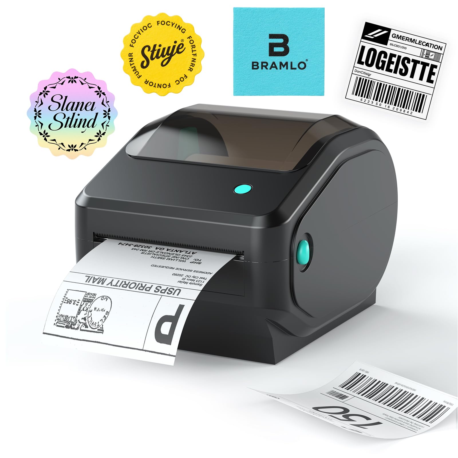 Bisofice Stampante Termica Etichette Bluetooth, Stampante Etichette 4x6 di Spedizione e Postali, per Amazon, Shopify, UPS, DHL, DPD (Adatto etichette 30-110 mm, Velocità stampa 152 mm/s)