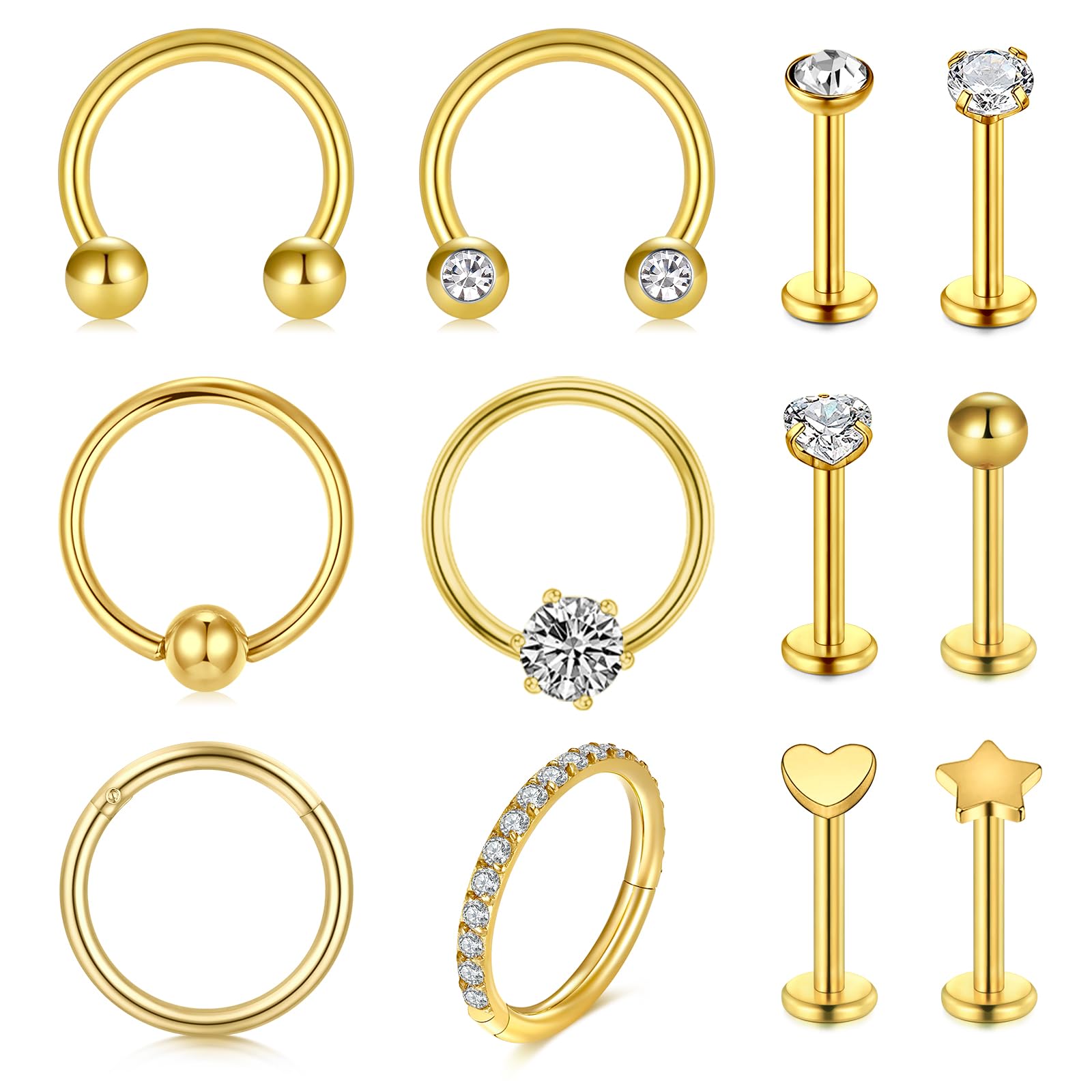 Rajnard Piercing Helix Tragus Cartilago Tragus 16G Acero Inoxidable Diamante CZ Joyas Mujeres Piercing Pendientes para Mujer Hombre Joyas para el Cuerpo