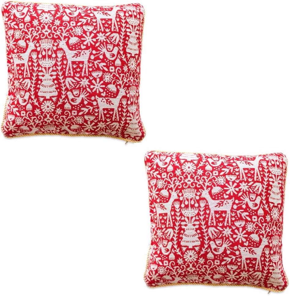 BestPysanky Set of 2 White Deer in The Woods Christmas Throw Cushion Pillow Covers