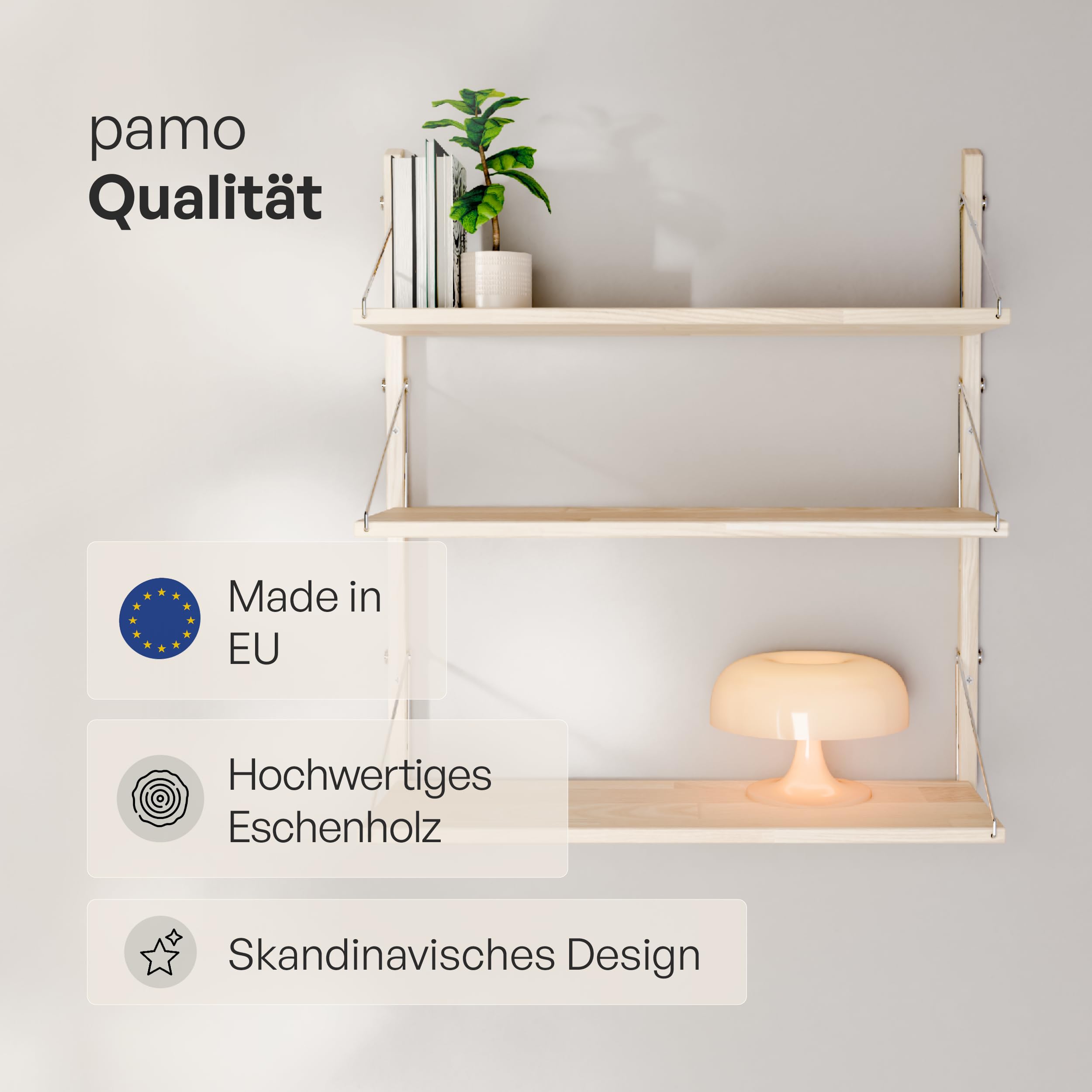 pamo Wandregal Esche – 83,8 x 33 x 91 cm, belastbar bis 50 kg