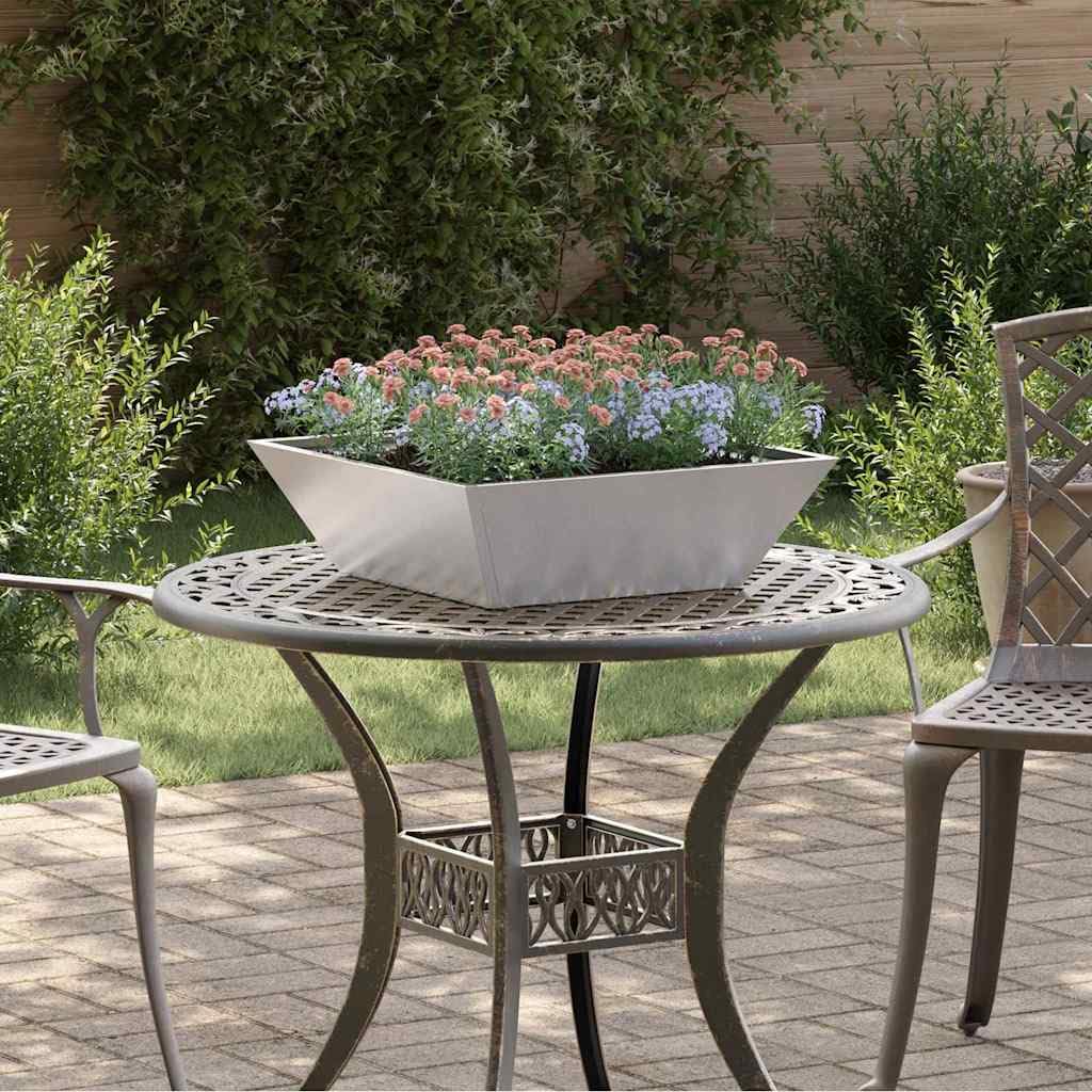 Silberner Garten Pflanzkübel aus Edelstahl 50 x 50 x 15 cm für Terrasse, Balkon, Fensterbank und Outdoor Deko, geeignet für Blumen Kräuter Gemüse drinnen und draußen