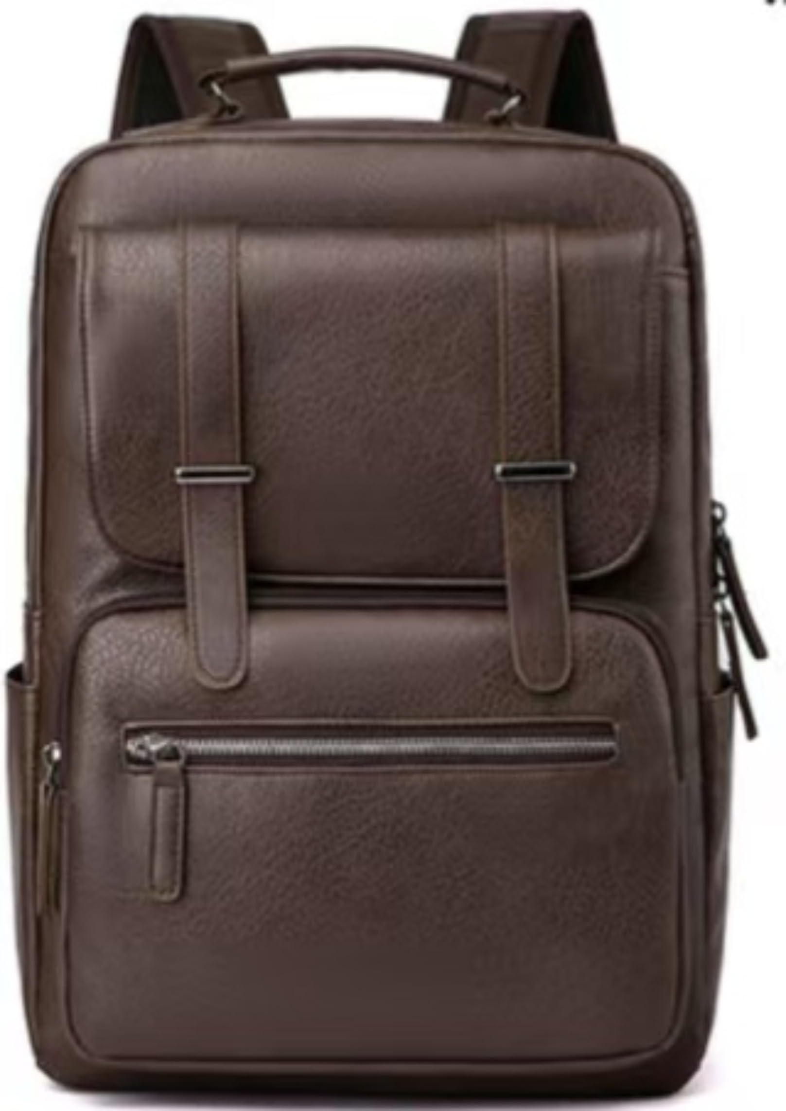 CYLYWJD Business Men and Women PU Leather Backpack 15.6inch Laptop Waterproof Backpack Travel Commuter Lightweight schoolbag (Brown backpack5,Large)