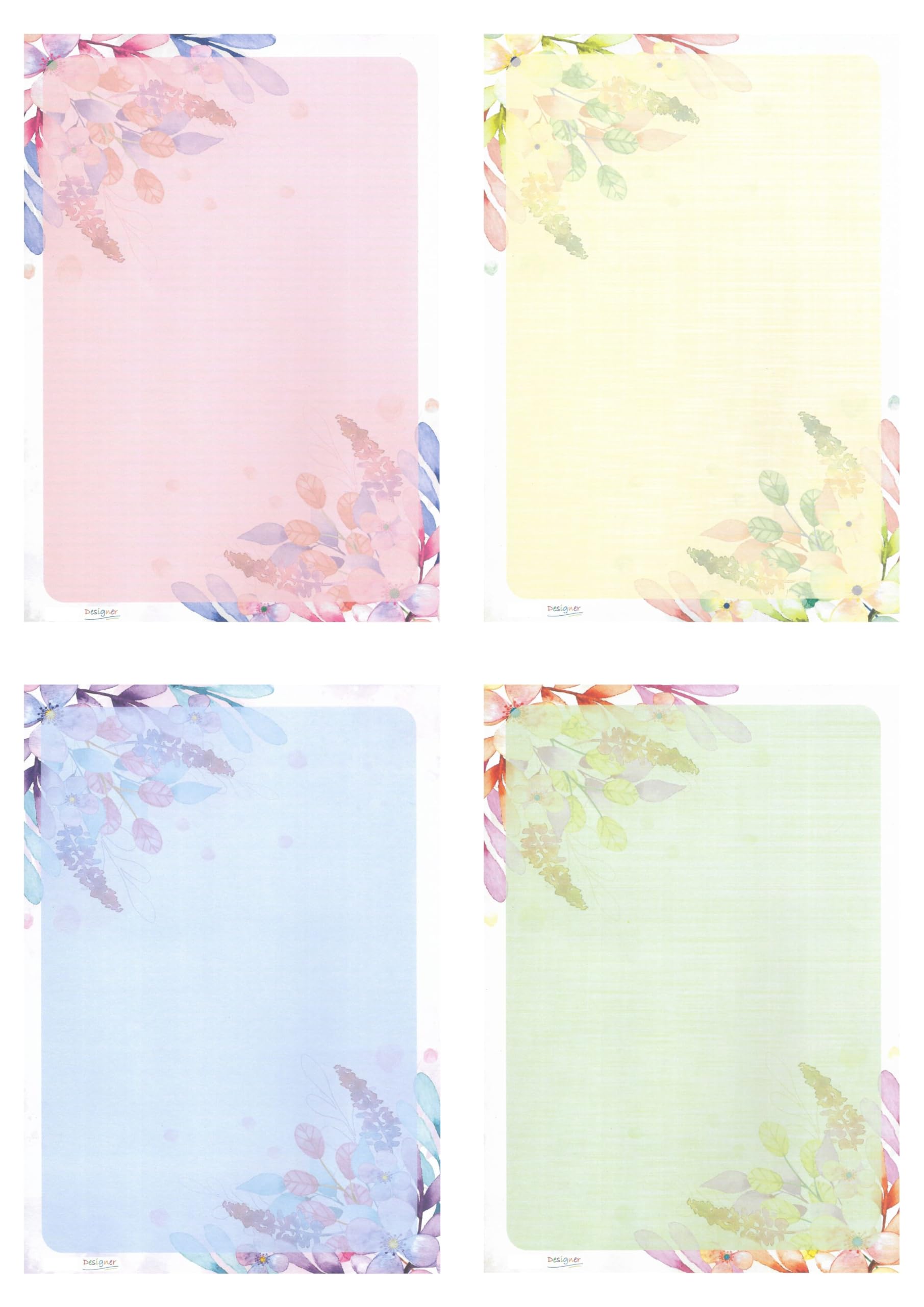 Alvika - Pack of - 40 Design - 006 A4 Size 140 GSM One Side Ruled Multipurpose Designer Colored Art & Craft Sheets for Scrapbooking, Projects