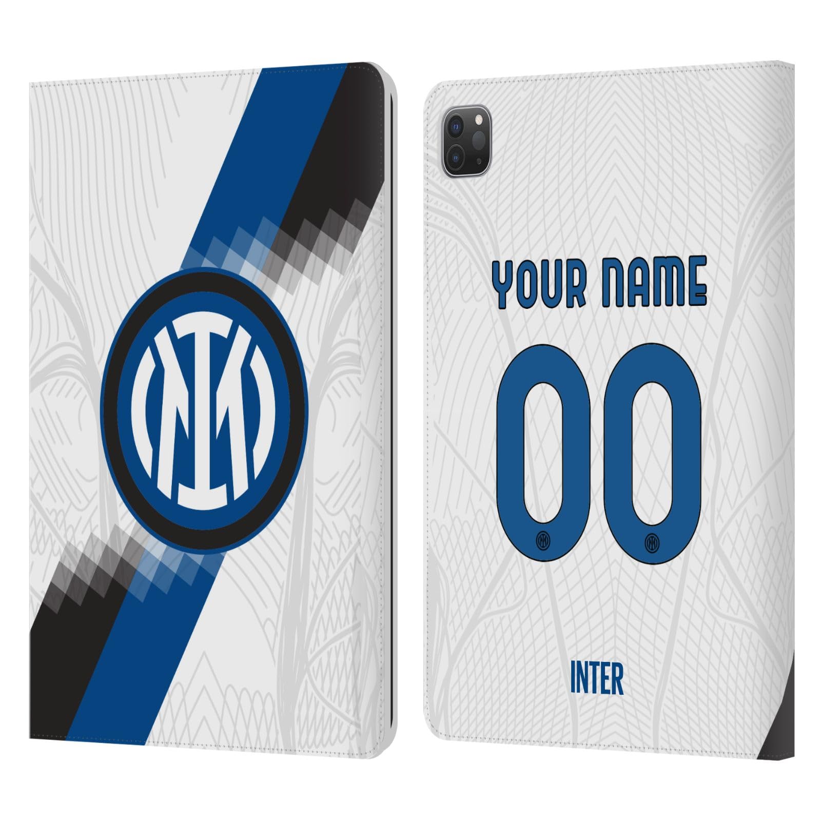 Head Case Designs Officially Licensed Custom Customized Personalized Inter Milan Away 2023/24 Kit Leather Book Wallet Case Cover Compatible with Apple iPad Pro 11 2020/2021 / 2022