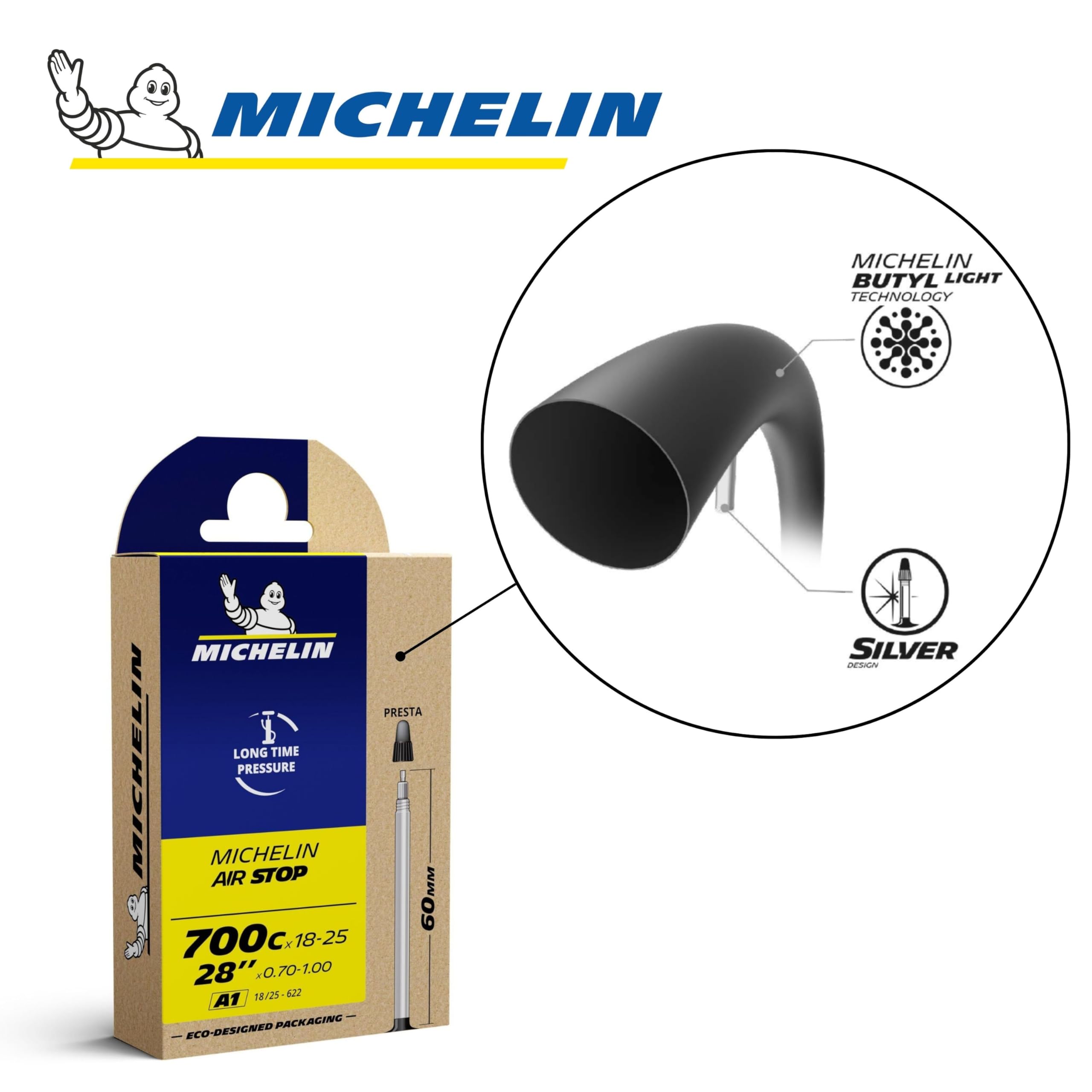 MICHELIN Chambres à Air AIRSTOP Lot de 2 Résistance Crevaisons Vélos City Route VTT