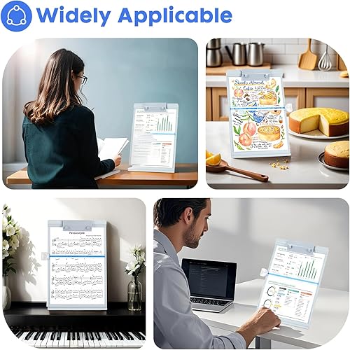 Miniatura 2 de Barelove Soporte de papel de escritorio para documentos, soporte plegable para libros de lectura, soporte para copias, caballete con 7 posiciones