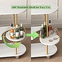 Vista 14 de Carrito de bar dorado con almacenamiento de botellas y copa de vino, carrito de bar con ruedas para interiores y exteriores, patio, carrito