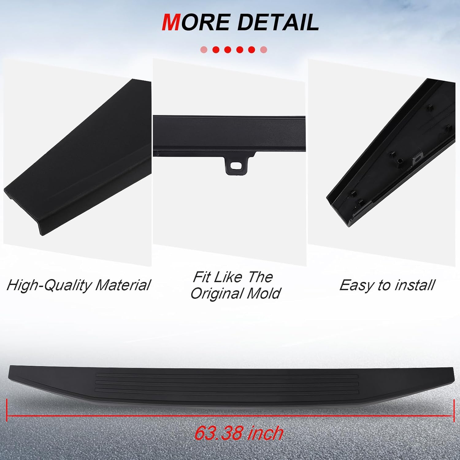 cciyu Tailgate Cap Molding FO1904136 Compatible with 2015-2020 for Ford for F-150 Without Flex Step Top Rear Tailgate Moulding Trim,Matte Black