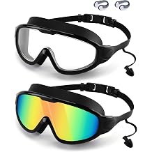 WIN.MAX Swimming Goggles 2 Pack Anti Fog Anti UV Clear View for Men Women Boys Girls,Swim Goggles for Adults Youth Kids 4-14