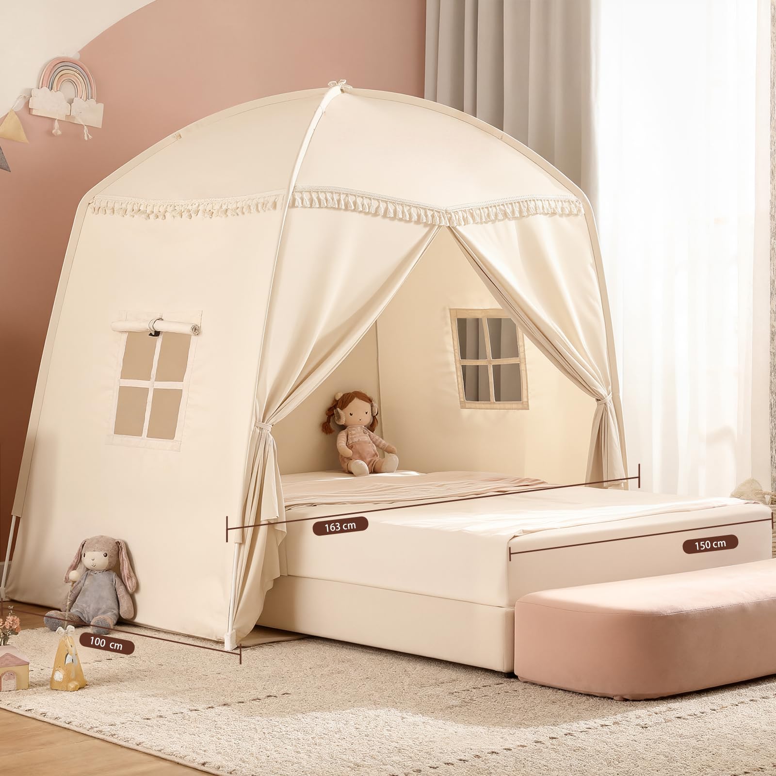 Sumbababy Tienda Grande para Niños: Tienda de Campaña para Niños, Interior, Niños Pequeños, Tipi para Niños y Niñas, Casa de Juegos, Interior, Toldo, Cama para Sala de Juegos, Regalo