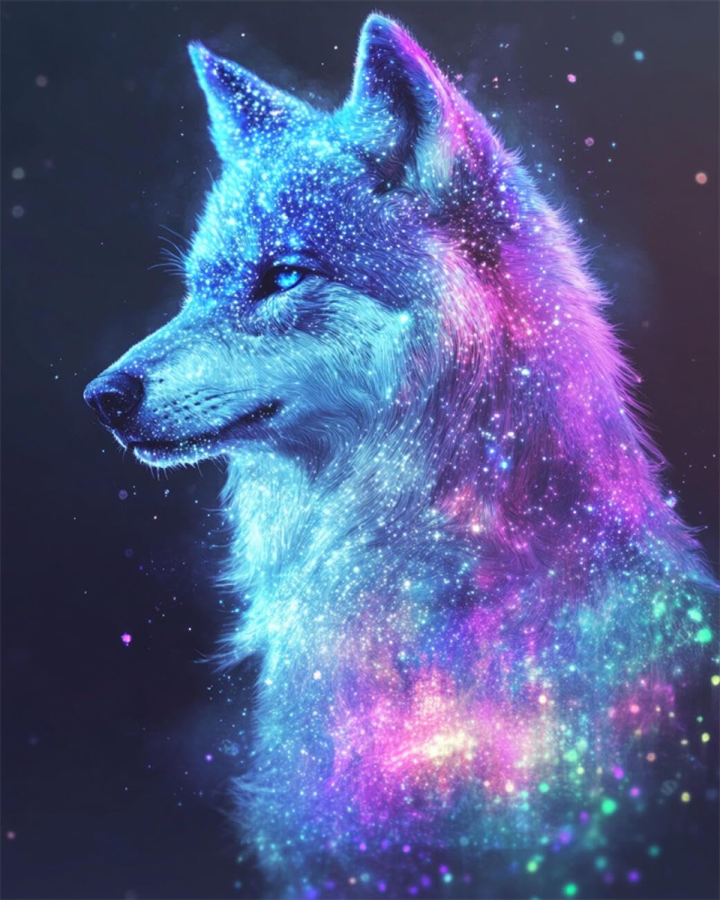 RKFLGEW DIY Embroidery Beads Set Fantasy Wolf 50x70cm