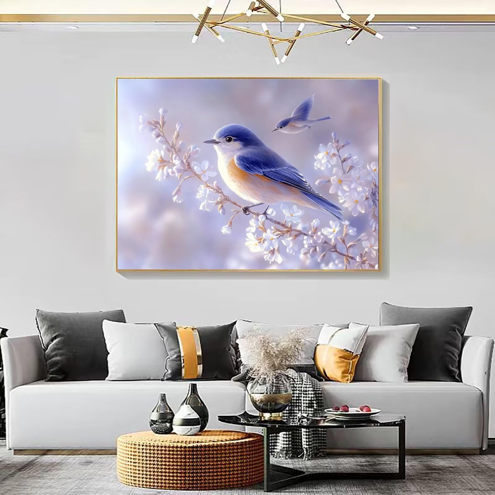 Dipingere con i Numeri Adulti fiore uccello, Quadri da Dipingere Numerati Fai Da Te per Principianti e Adultis, Olio La Pittura di Numeri Kit, Hobby Creativi Adulti, Decorazioni Casa 90x120cm Q3S-34