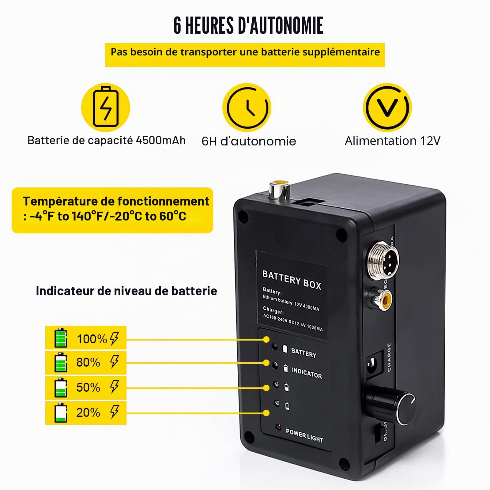 VEVOR Tuyau Caméra 20 m, Appareil-Photo d'Inspection IP68, Boîte à Outils Portable, Moniteur 6 Heures, Vidéo Industrielle d'Inspection Vision de Nuit