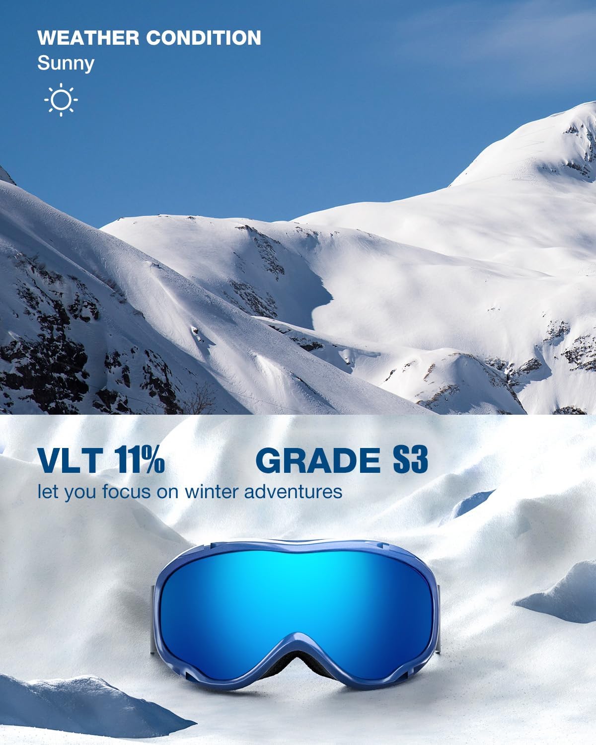 ZIONOR Lagopus B1 Ski Goggles OTG Anti fog Snow Goggles UV Protection Snowboard Goggles for Men Women Adult Youth - Image 2