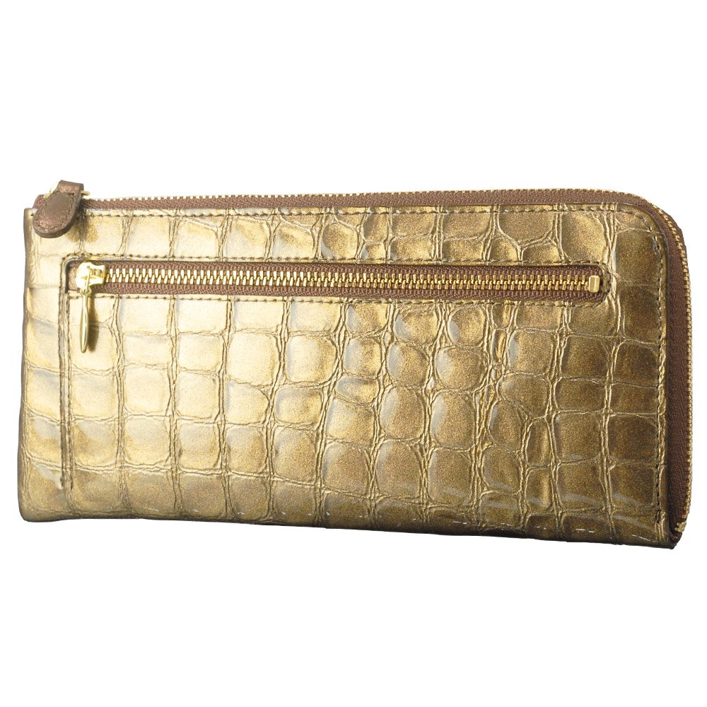 Amazon | 京都 浪速屋 はるべ 長財布 エナメル クロコ型押し L字