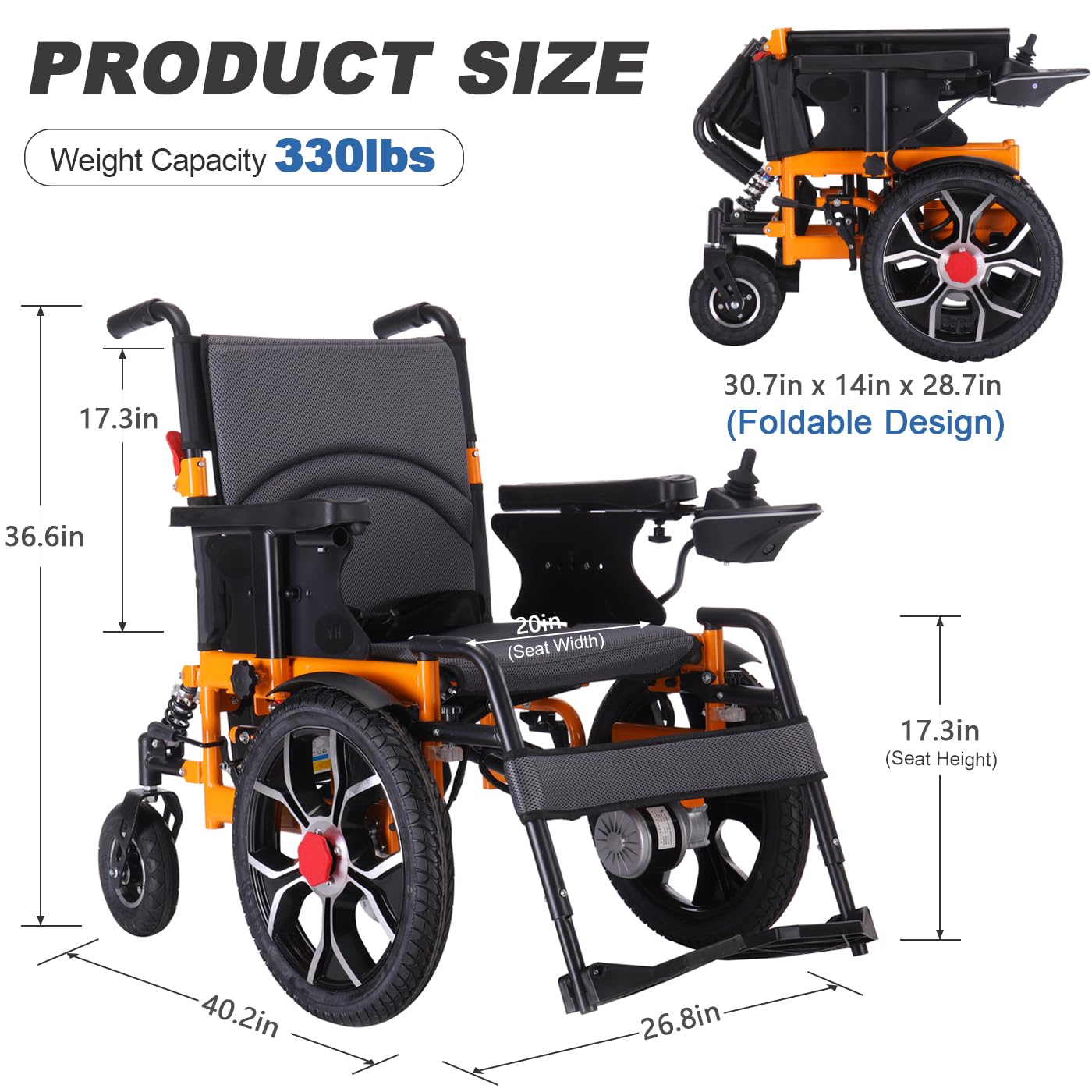 Widen Electric Wheelchairs for Adults 330lb, 16
