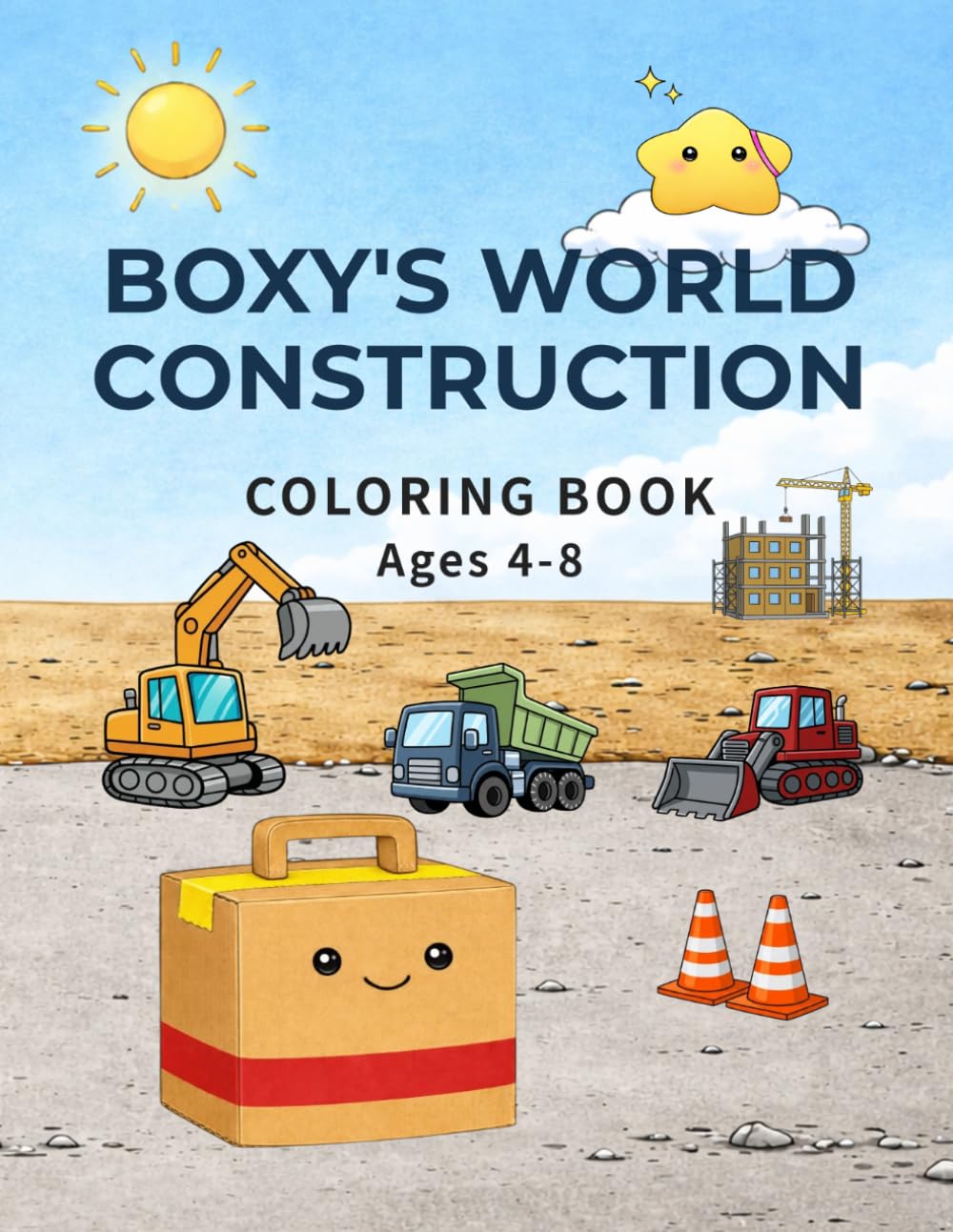 BOXY’S WORLD: CONSTRUCTION: Simple Coloring Book of Construction Vehicles for Kids Ages 4–8
