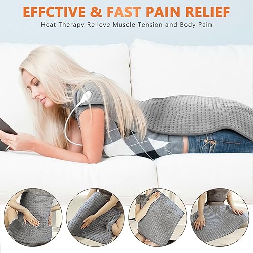 Miniatura 4 de Almohadilla térmica para calambres, almohadillas térmicas XXXL de 20 x 40 pulgadas para aliviar el dolor de espalda, cuello, hombros, abdomen,