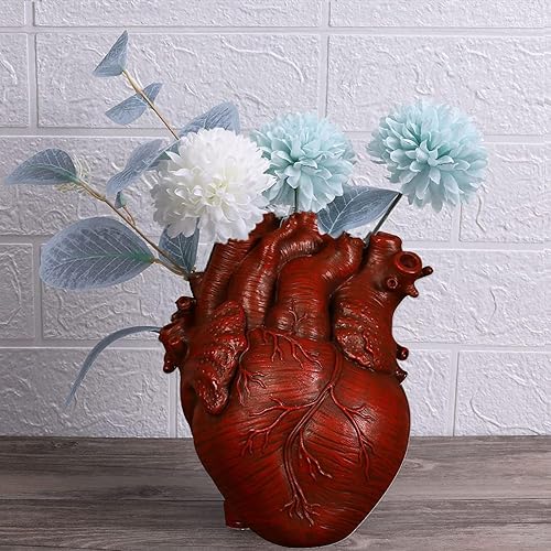 Miniatura 10 de Florero de flores en forma de corazón, maceta de resina moderna y única, estilo de arte nórdico, jarrón decorativo para el hogar, boda, regalo de