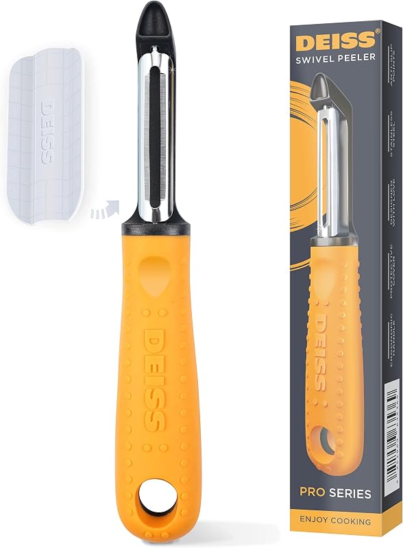 PRO Swivel Vegetable Peeler - Sharp Stainless Steel Peeler With Easy Non-Slip Hand Grip, Potato Peelers For Kitchen, Fruit, Carrot, Apple, Veggie, Kiwi, Durable, And Dishwasher Safe (ORANGE)
