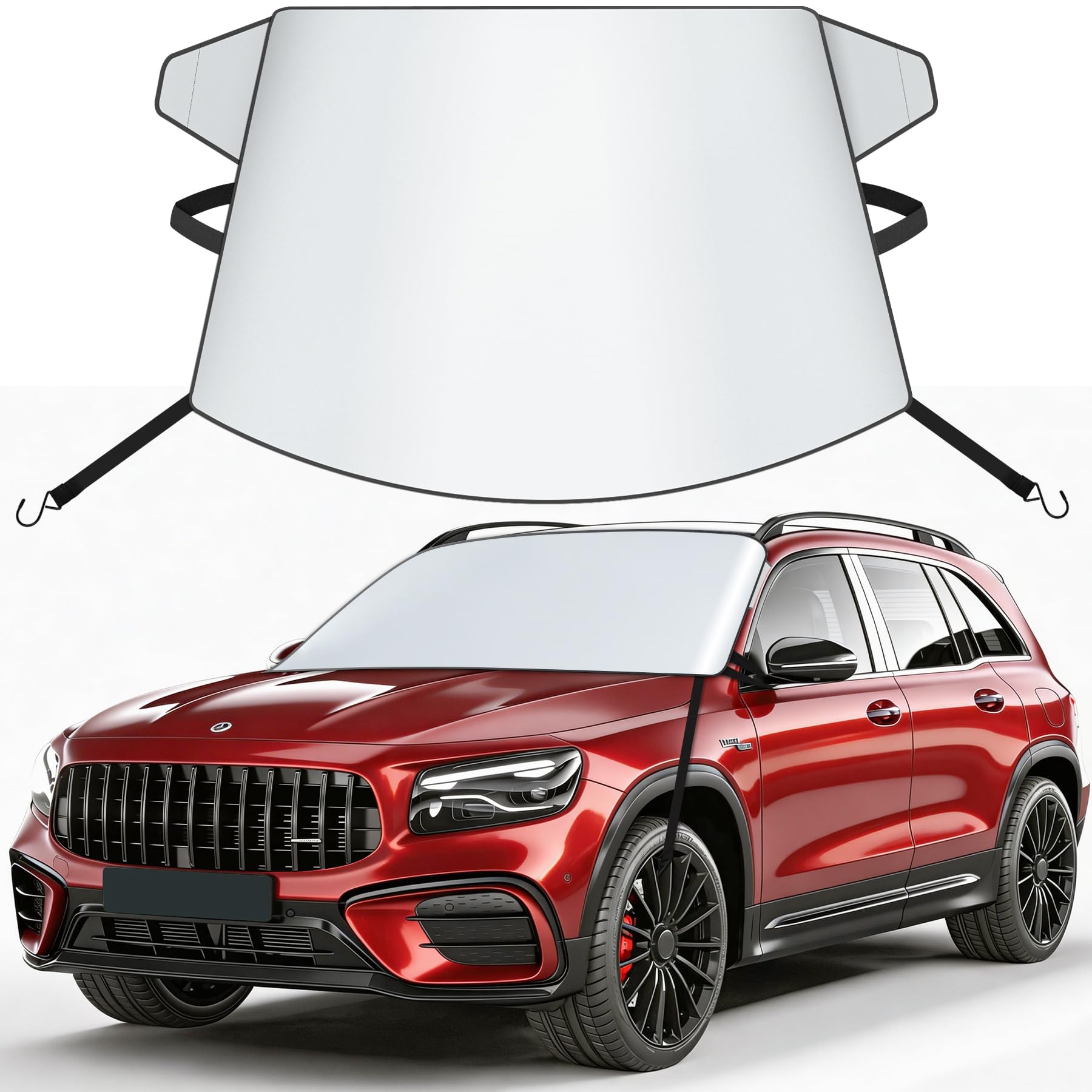 Zettum Pare Soleil Voiture 600D Imperméable UV SUV Monospace 177×127 cm | Pour gros véhicules, isolant solaire. Tissu PU résistant, fixation anti-vent, ne se décolor pas longtemps.