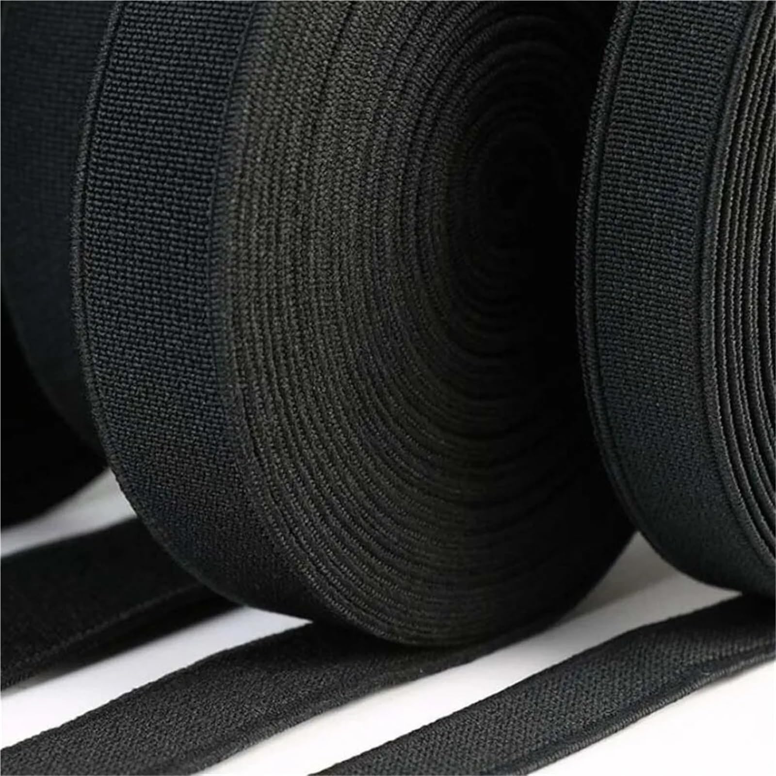 Banda Elástica de Nailon Banda de goma elástica costura blanca y negra | Correas de nailon for accesorios de prendas de vestir(Black,36meter,40mm)