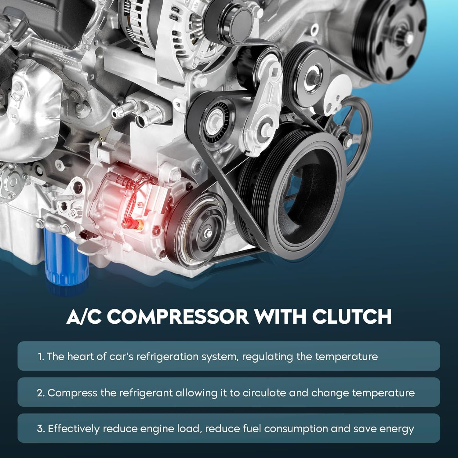 TadaMark A/C Air Conditioner Compressor With Clutch fit for Ford F-150 Expedition 2007-2014,for F-250/F-350 Super Duty 6.4L 2008-2010,fit for Lincoln Navigator 5.4L 2007-2014