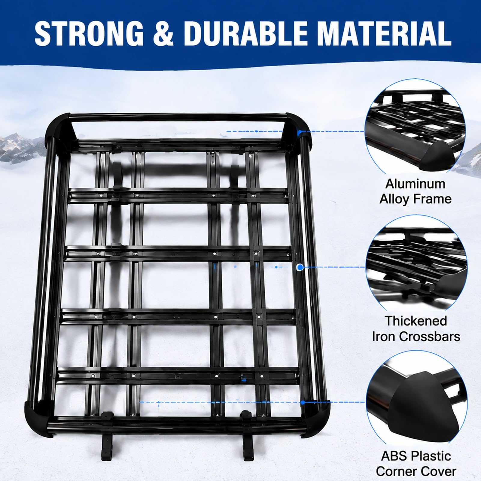 Cesto Portatutto Tetto Auto-Struttura Doppia per Attrezzatura Outdoor | Deflettore Anteriore Aerodinamico,Riduce Resistenza al Vento e Rumori,Struttura Adatta ai Viaggi(Black,160x100cm)