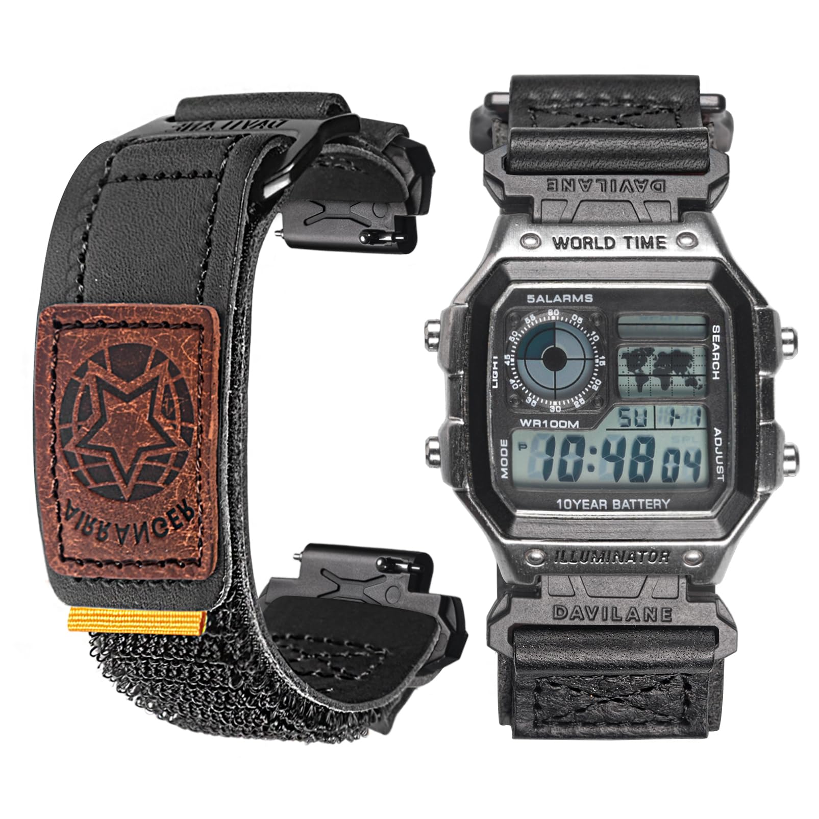 DAVILANE Correa de reloj de liberación rápida para Casio F-91W F-94W F-105W F-84W W-735H W-800H SGW-300H SGW-400H A158WA AE-1000W, correa de cuero de 18 mm