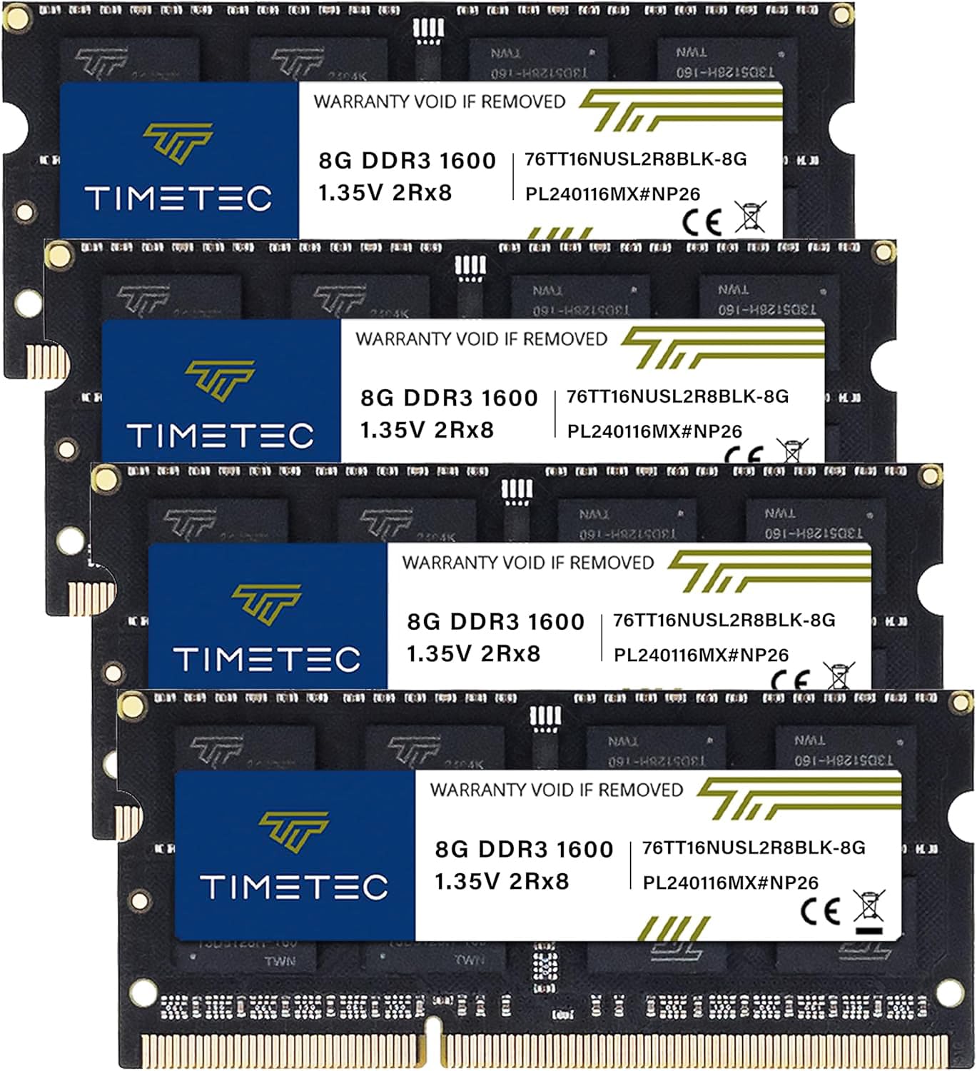 Timetec 8GB DDR3L 1600MHz PC3L-12800 No ECC Sin búfer 1.35V/1.5V CL11 2Rx8 Dual Rank 204 Pin SODIMM Notebook PC Memoria RAM módulo (8GB) — view 13