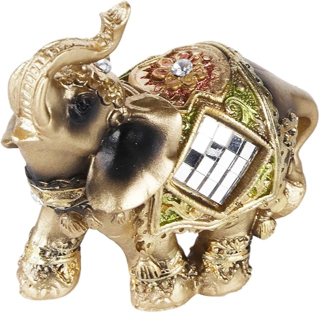 Lucky Feng Shui Green Elephant Statue Sculpture Wealth Figurine Gift Home Decoration (Green trumpet)