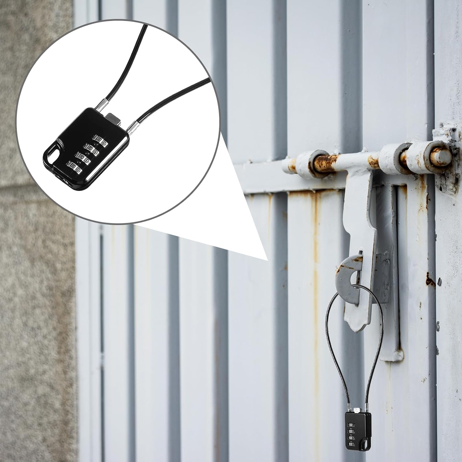 4 PCS Resettable 4-Digit Combination Padlock, Cable Locks with Combination, Compact Design Stainless Steel Cables Combo Lock with 12 Inches Long Cable Multipurpose Lock for Suitcase, Gym