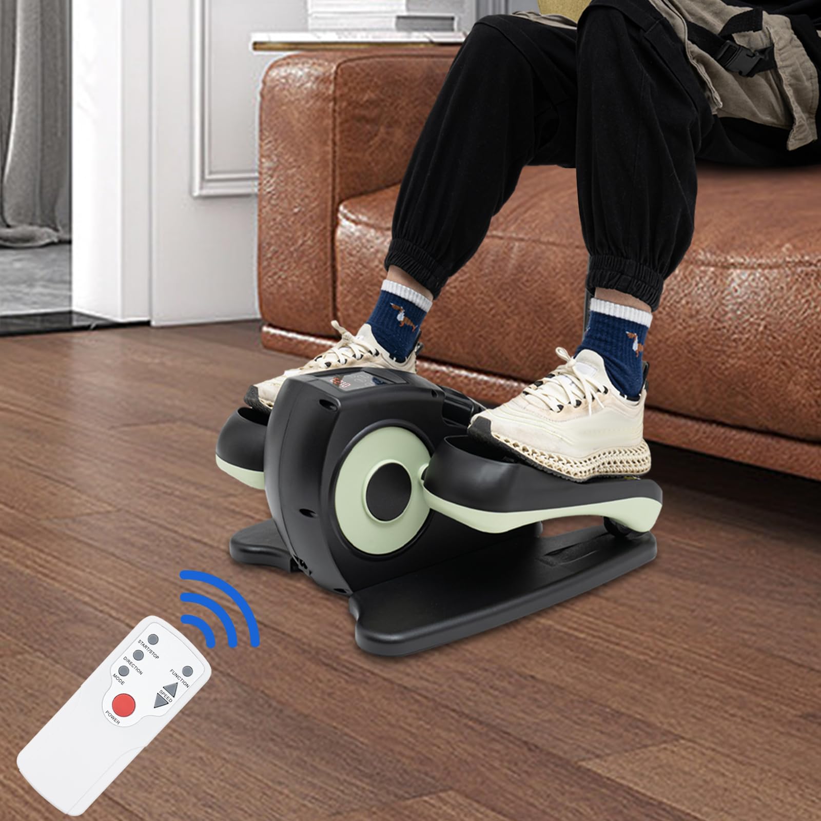 Elektryczny trenażer eliptyczny z 5 prędkościami i 3 trybami regulacji, mini orbitrek elektryczny z ekranem LCD, tracker fitness, pod biurkiem, eliptyczna maszyna z pilotem zdalnego sterowania