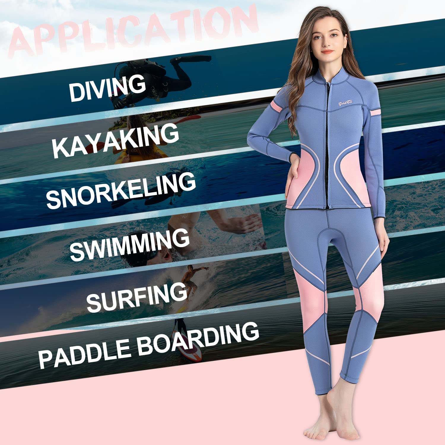 GoldFin Womens Wetsuit Top 2mm Wetsuit Jacket For Diving