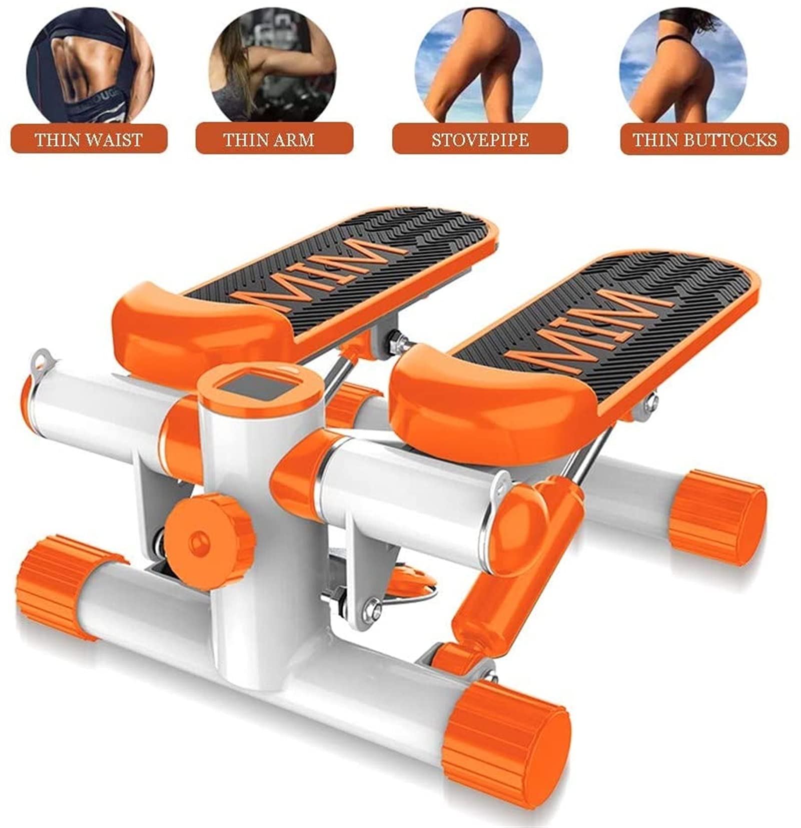 Mini stepper, steppery do ćwiczeń z wyświetlaczem i taśmami oporowymi, stepper góra-dół dla początkujących i zaawansowanych, stepper do ćwiczeń w domu (kolor: niebieski)