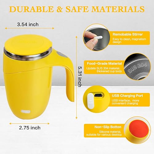 Miniatura 3 de Taza autoagitadora, taza de café magnética automática recargable, taza de café autoagitable, taza giratoria de viaje para oficina en casa, para