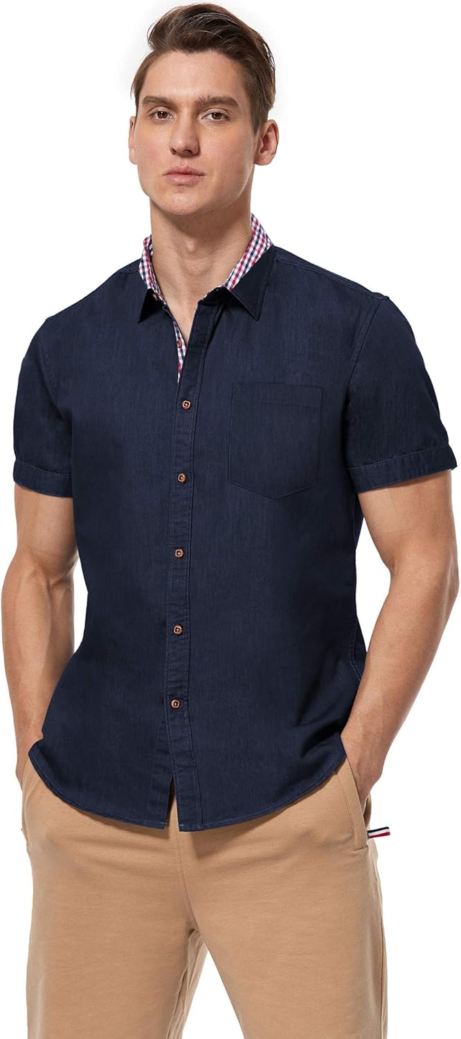 men's short sleeve denim work shirts