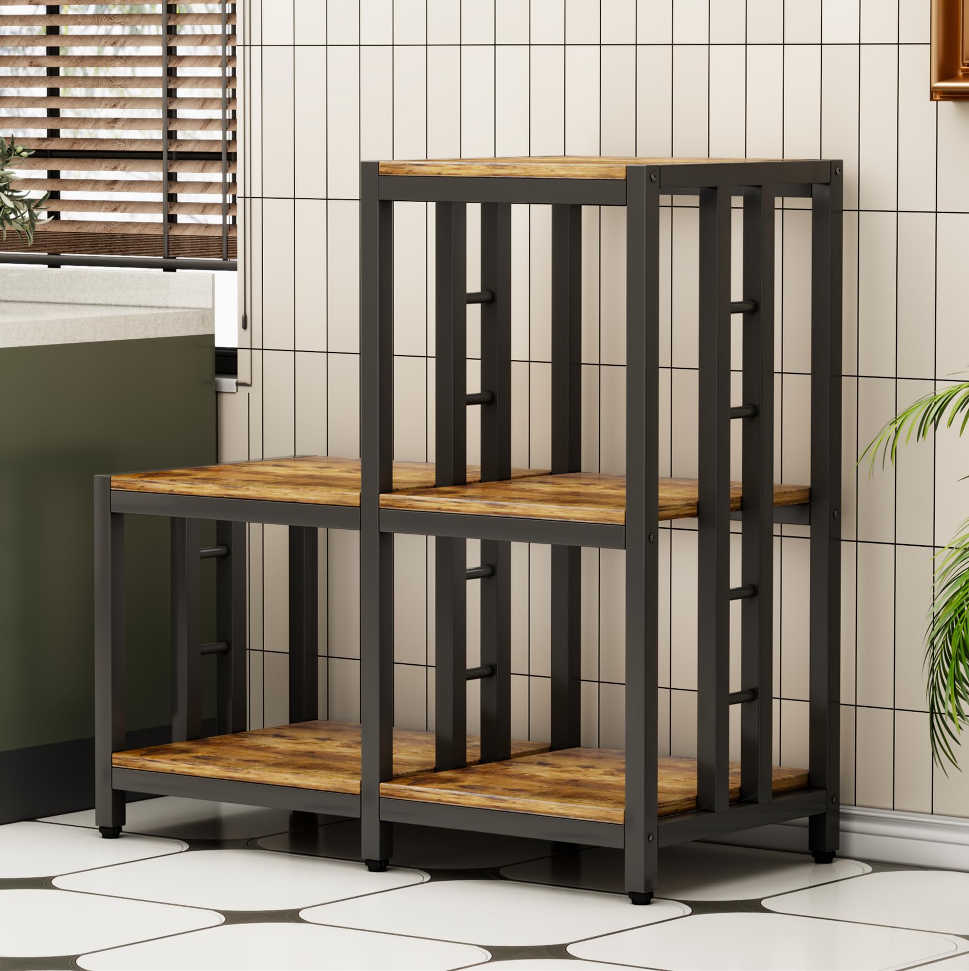 Mini soporte para nevera con almacenamiento, soporte para horno microondas, estante para panaderos con estante de almacenamiento, mini armario para nevera, mini estante para nevera para