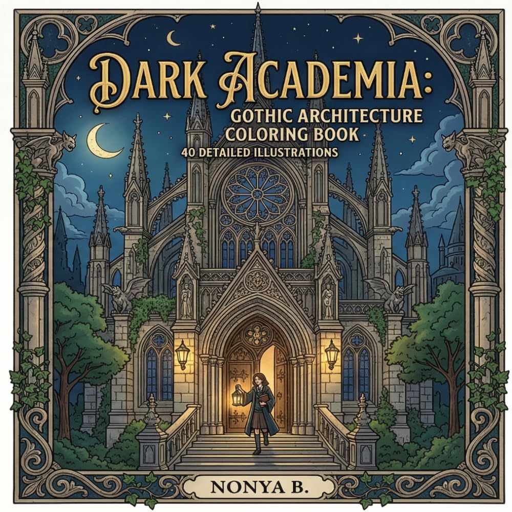 *Dark Academia: Gothic Architecture Coloring Book - Awakening Shadows Through Art: Immerse in Intellectual Elegance with 30 Intricate Dark Academia Designs