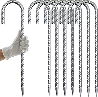 Vista 29 de AAGUT Juego de 6 estacas para trampolín de 12 pulgadas, kit de anclaje de amarre para trampolín de 3/8 pulgadas, resistente al viento, accesorios