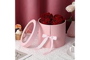 Okllen Round Flower Box Gift Box with Lid, Double Layer Rotating Mom Flower Box