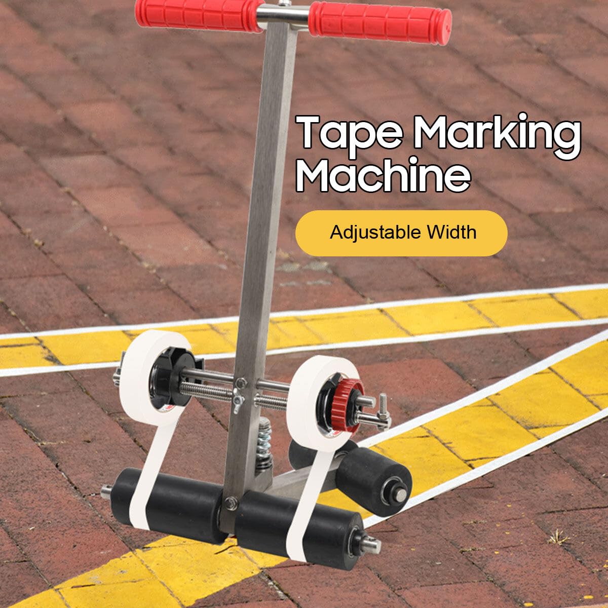 MECUTP ?Court Line Tape Machine, Hand Pushed Floor Tape Applicator Playing Field Line Striping Machines Width Adjustable, Can Draw The Iines and Circles You Want