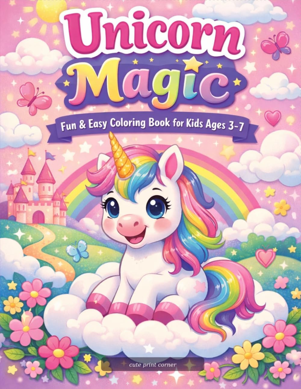 Unicorn Coloring Book for Girls Ages 3-7: Unicorn Magic: 25 Fun & Adorable Unicorn Coloring Pages with Rainbows, Stars & Magical Scenes — Bold Easy ... for Toddlers, Preschoolers & Kindergartners