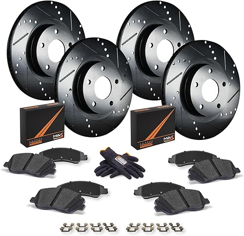 Max Advanced Brakes Kit de freno delantero y trasero compatible con 2010 2011 2012 2013 Kia Forte Forte5 Koup 2.4 L4 Reemplazo del motor Premium OE