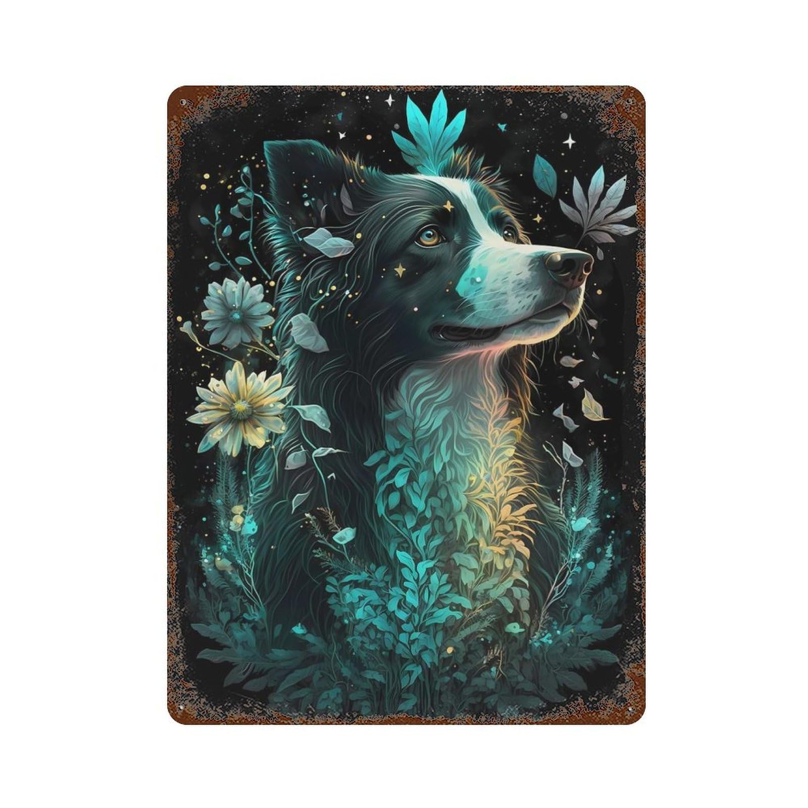 Retro Metal Sign with Australian Shepherd Dog Design 15.7"x11.8", for Office, Studio And Wall Decor, Retro Wall Decor