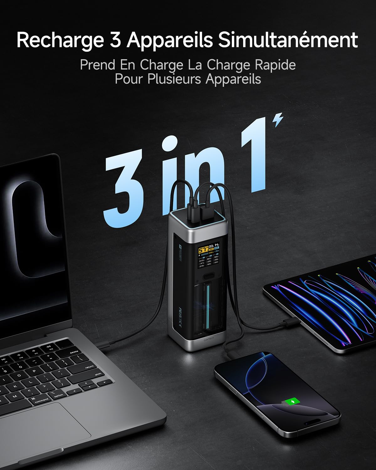 CUKTECH 20 140W 25000mAh Batterie Externe,PD3.1 Rapide Power Bank Écran TFT