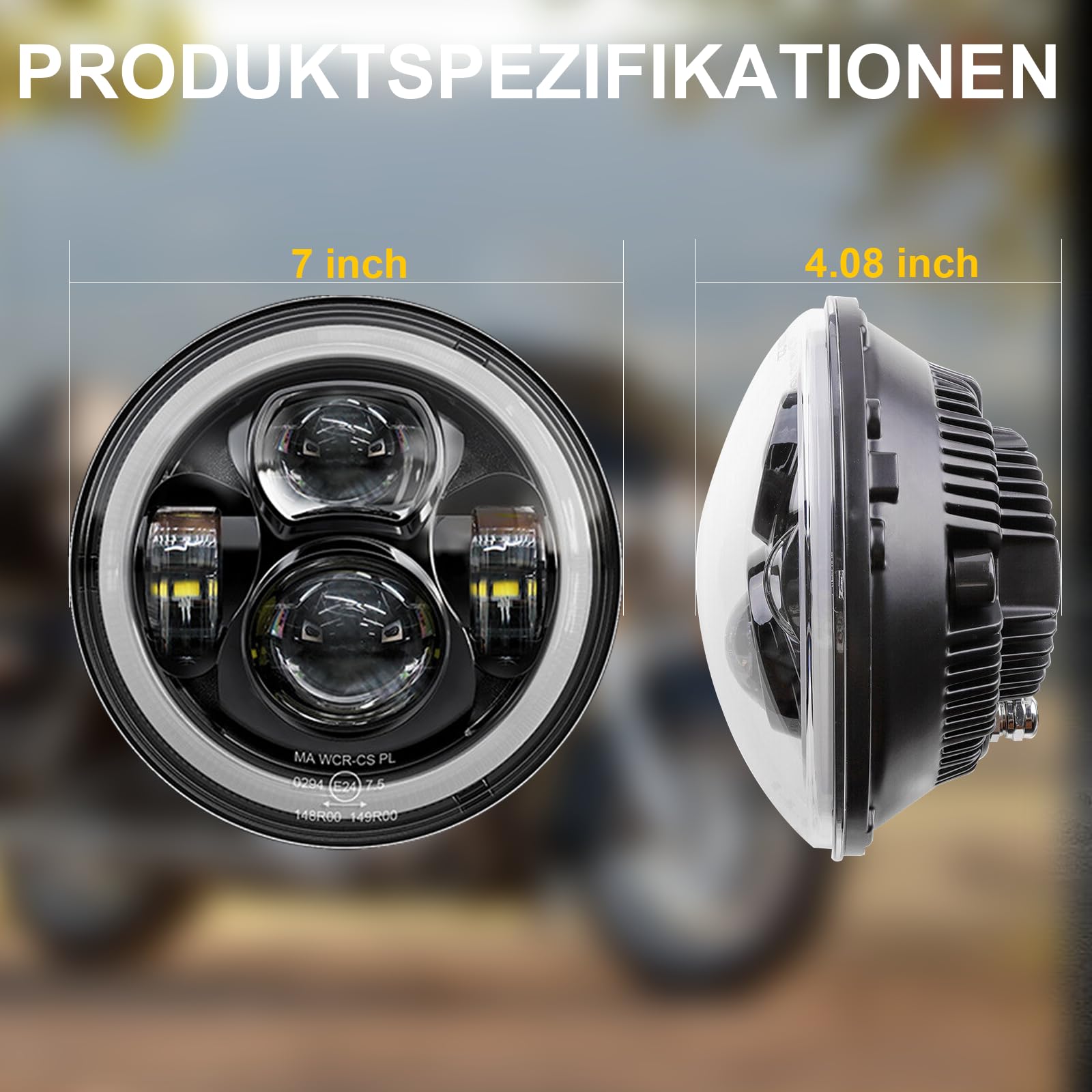 7 Zoll LED Scheinwerfer E-geprüft Motorrad mit Tagfahrlicht Projektions Scheinwerfer für Harley Davidson Street Glide Road King Special Electra Glide Ultra Classic Fat Boy