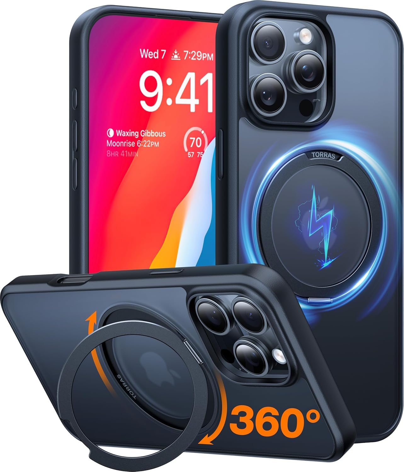 【多機能360度回転スタンド】TORRAS iPhone16Pro 用 ケース縦横両対応 ハルバッハマグネット搭載 MagSafe対応 米軍MIL規格耐衝撃 リング Amazon.co.jp: 【多機能360度回転スタンド】TORRAS iPhone16Pro 用