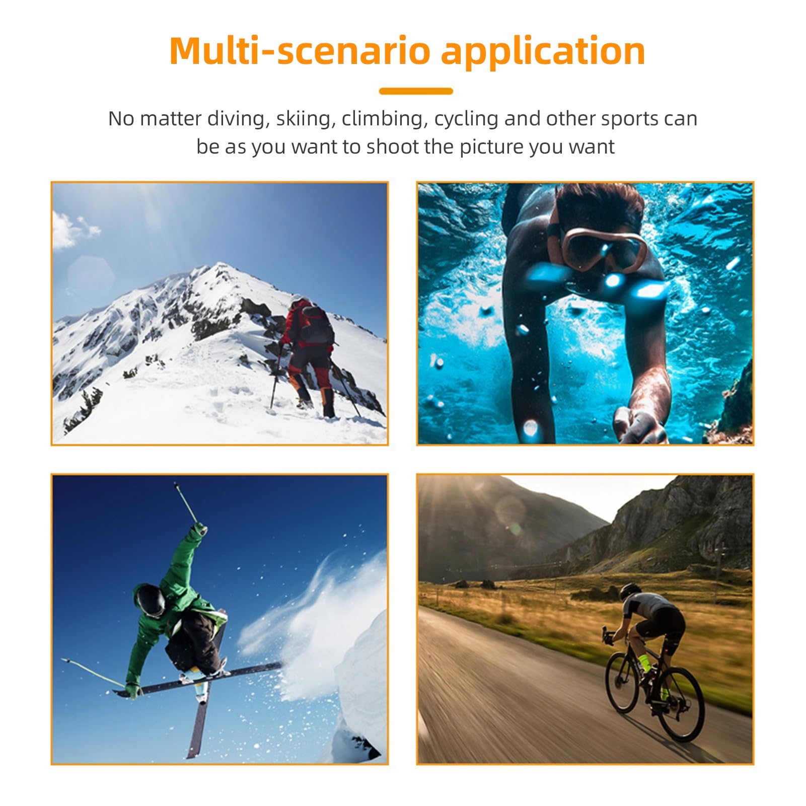 Action Camera 4K 24MP Telecamera Sportiva con Doppio Schermo WiFi Obiettivo Grandangolare 170° Kit di Accessori di Montaggio Impermeabile 30M per Immersioni, Surf, Sci e Ciclismo