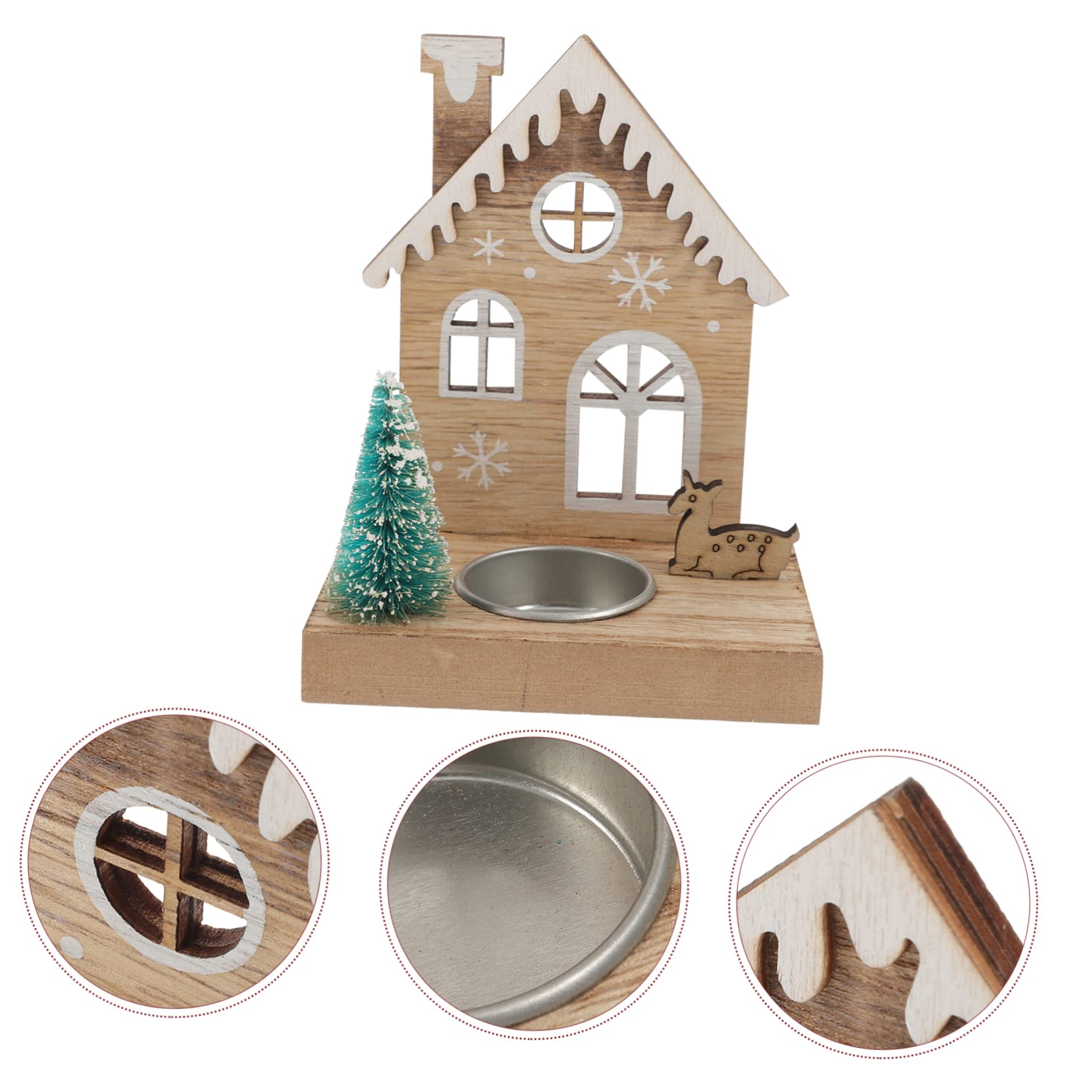 Cabilock Tealight Holder with Santa Claus and Deer Design Christmas Candle Stand for Festive Table Decor Rustic Holiday Centerpiece for Home Decoration